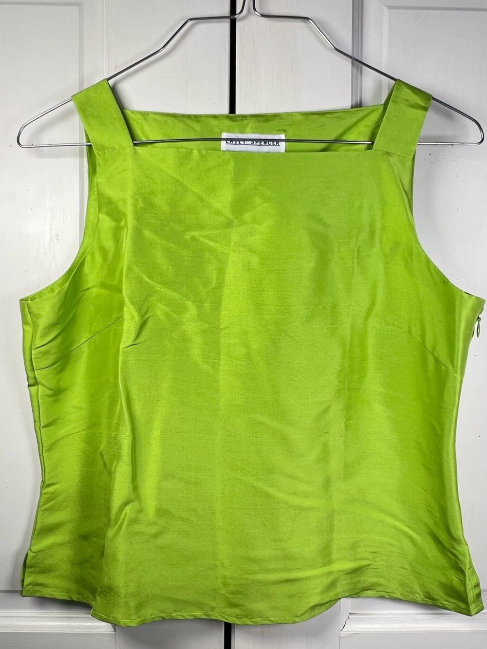 NWT Vintage Emily Spencer Vibrant Green / Chartreuse Sleeveless 100% Silk Top